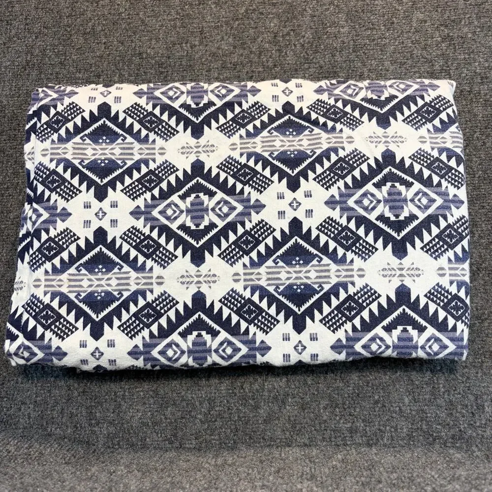 Pendleton Cotton Flannel Flat Sheet 64x97 Blue Southwestern Aztec Print Lodge